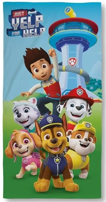 Paw Patrol håndklæde - 70x140 cm - 100% Bomuld - Blødt badehåndklæde med Paw Patrol teamet